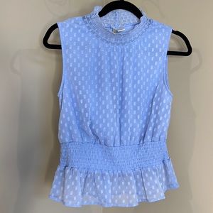 Japna Women’s Sleeveless Smocked Waist Blouse - Baby Blue Size M